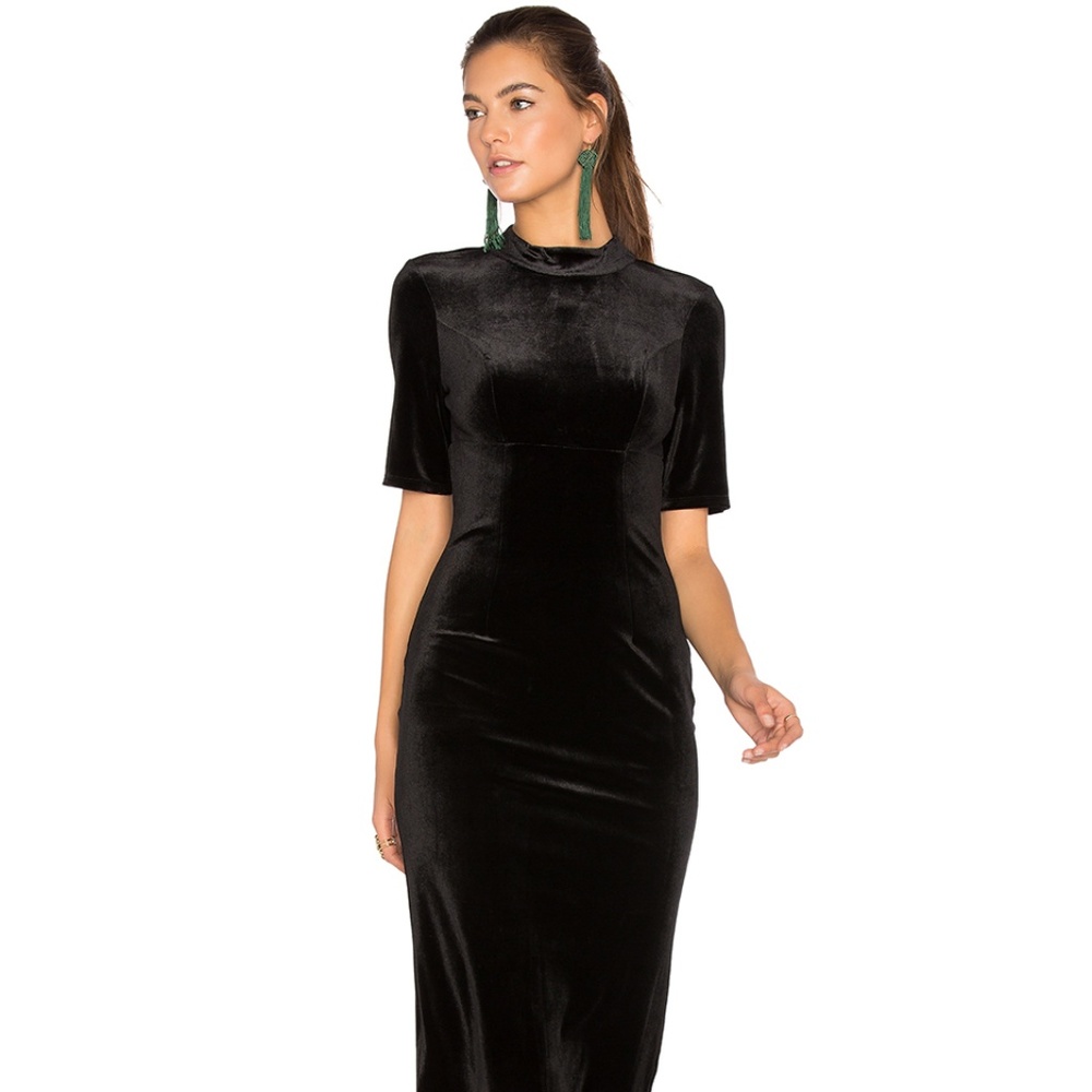 BCBGeneration Velvet Mock-Neck Midi Dress